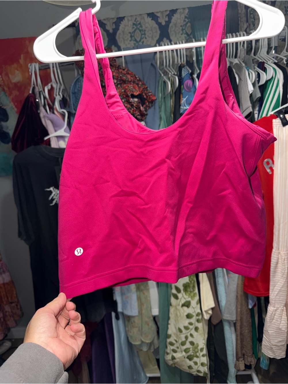 lululemon athletica Fuchsia Scoop-Neck Cropped Sports Bra